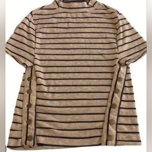 We The Free Cream and Black Striped Top